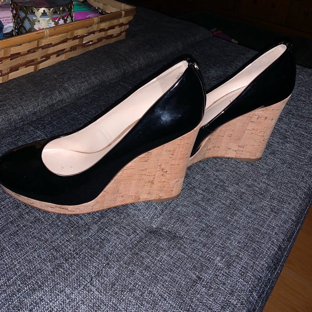 Patent Nine West Wedge with Corkscrew Bottom